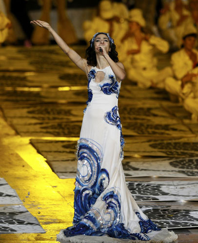 Brazil's Renato Sorriso performs during the closing ceremony of the London 2012 Olympic Games at the Olympic Stadium, August 12, 2012. Games over, time to party