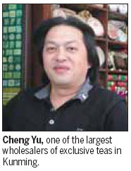 Cheng Yu, a middle-aged wholesale tea merchant in Kunming, is a major supplier to these teashops. The new tea party
