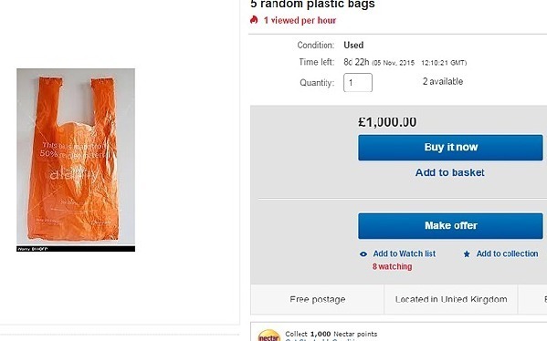 英新規(guī)引發(fā)“血案”，eBay驚現(xiàn)1000英鎊塑料袋