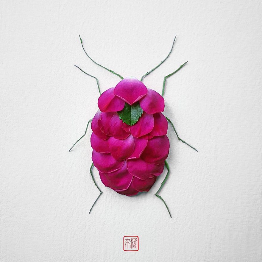 你怕蟲子嗎？來看看這些用花瓣做成的蟲子（組圖）